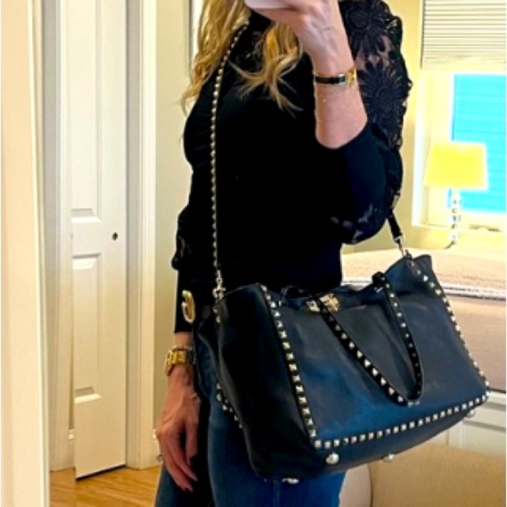 Valentino Garavani - Black Rockstud Tote  Bag / Shoulder Bag / Crossbody Bag - Picture 5 of 16